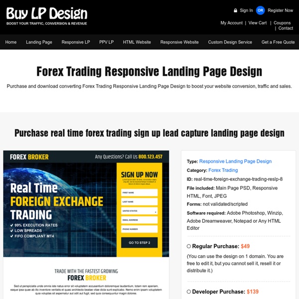 Real time forex trading sign up lead capture landing page design