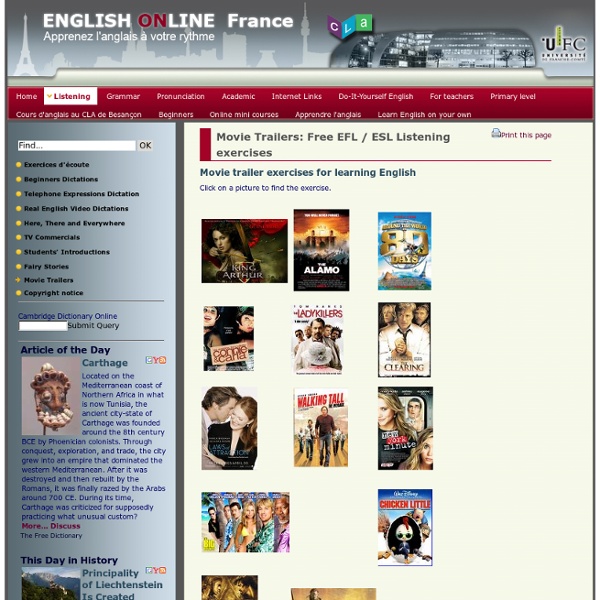 MOVIE TRAILERS : Free EFL / ESL Listening exercises