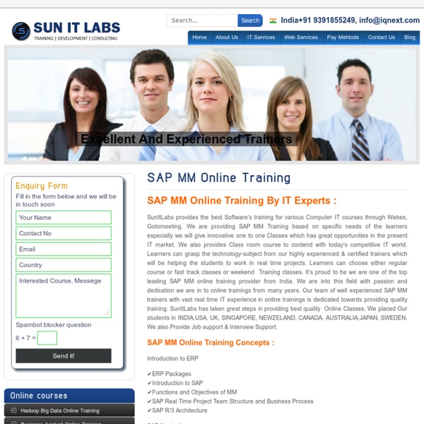 SAP MM Online Training classes with real time scenarios and project