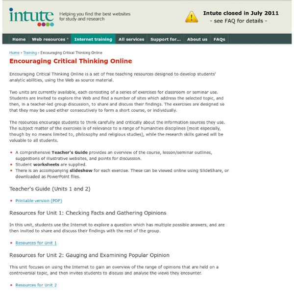 Intute: Encouraging Critical Thinking Online