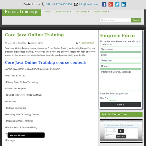 Core Java Online Training from India