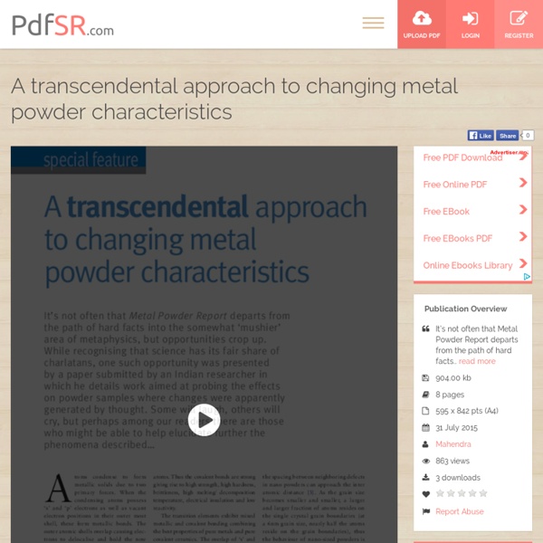 A transcendental approach to changing metal powder characteristics