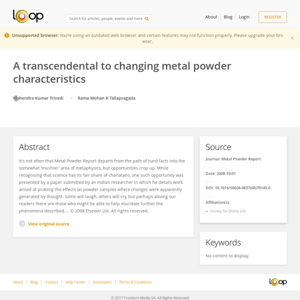 A transcendental to changing metal powder characteristics