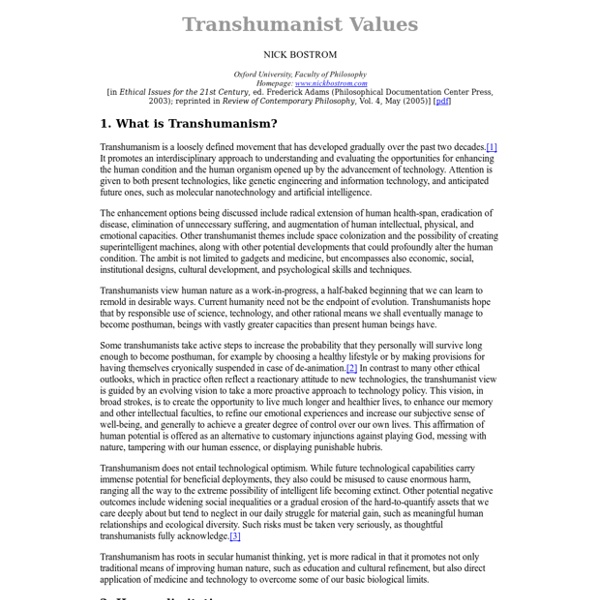 Transhumanist Values