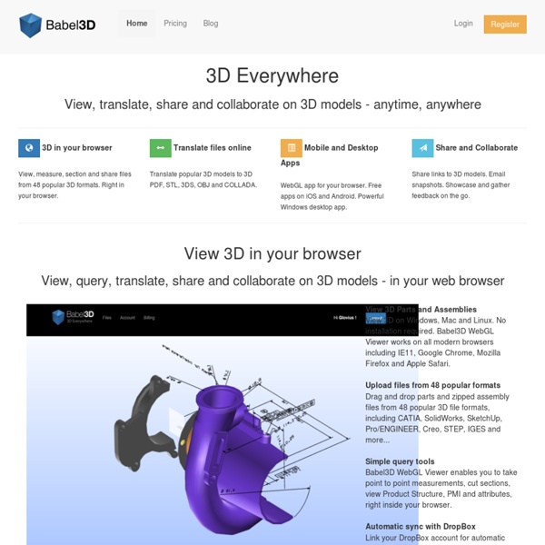 View 3D models online and on mobile. Translate 3D models online to 3D PDF, 3DS, COLLADA, OBJ, JT, STL