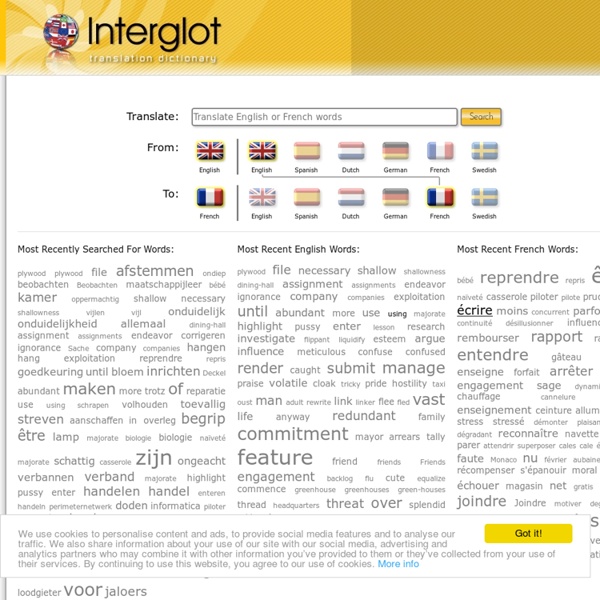 Translate Dutch, English, German, French, Spanish, and Swedish Words with the Interglot Translation Dictionary