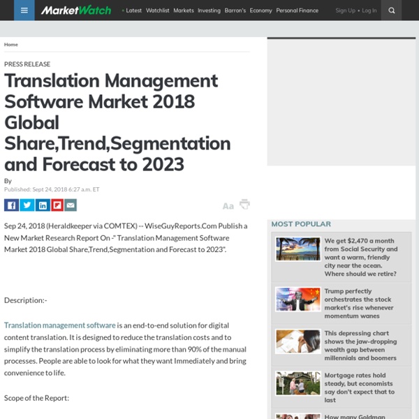 Translation Management Software Market 2018 Global Share,Trend,Segmentation and Forecast to 2023