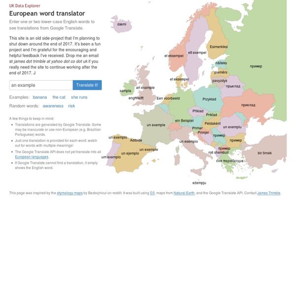 European word translator: an interactive map