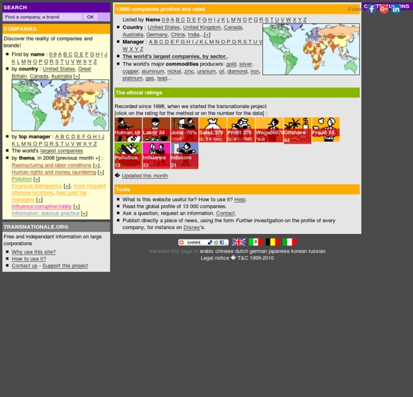 Welcome to Transnationale.org: analysis of the world's largest c