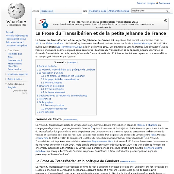 La Prose du Transsibérien et de la petite Jehanne de France