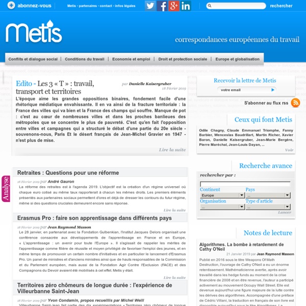 Travail en europe, crise en europe, conditions de travail : Metis Europe