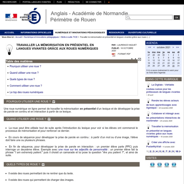 Académie de Normandie Périmètre de Rouen - Travailler la mémorisation en présentiel en langues vivantes grâce aux roues numériques
