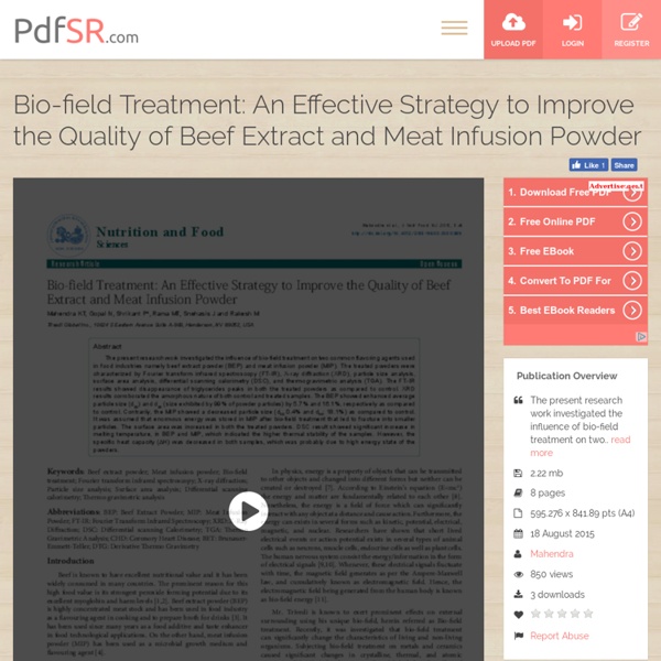 Bio-field Treatment: An Effective Strategy to Improve the Quality of Beef Extract and Meat Infusion Powder