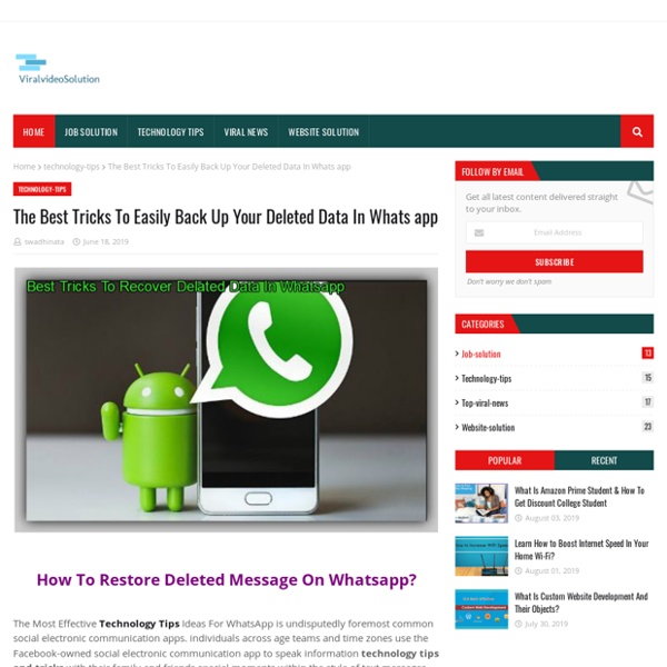 The Best Tricks To Easily Back Up Your Deleted Data In Whats app