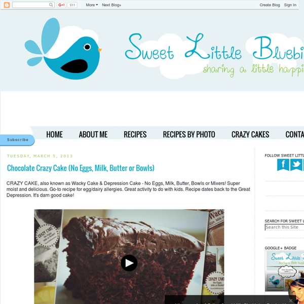 Sweet Little Bluebird: Chocolate Crazy Cake (No Eggs, Milk, Butter or Bowls)