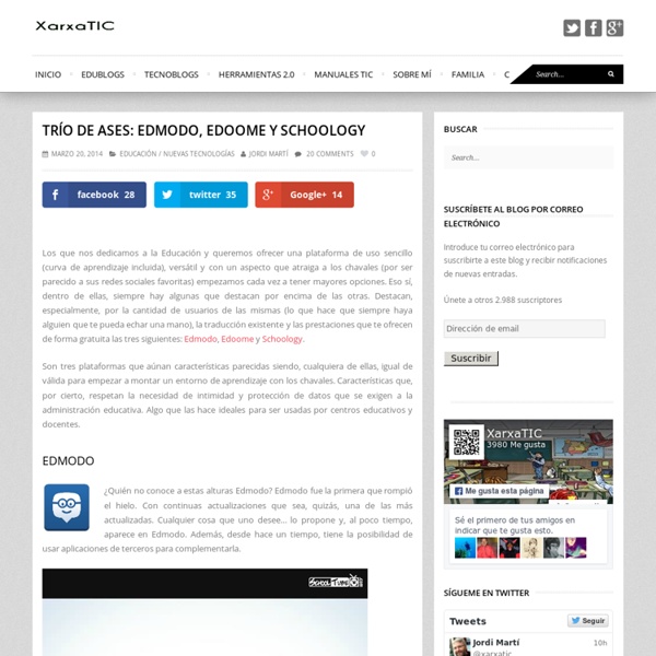 Trío de ases: Edmodo, Edoome y Schoology