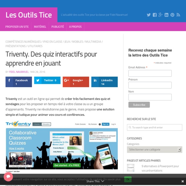 Triventy. Des quiz interactifs pour apprendre en jouant – Les Outils Tice