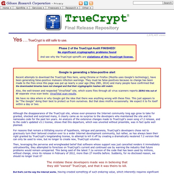  TrueCrypt, the final release, archive  