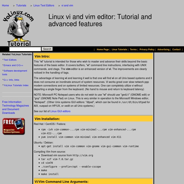 VI and VIM editor: Tutorial and advanced features
