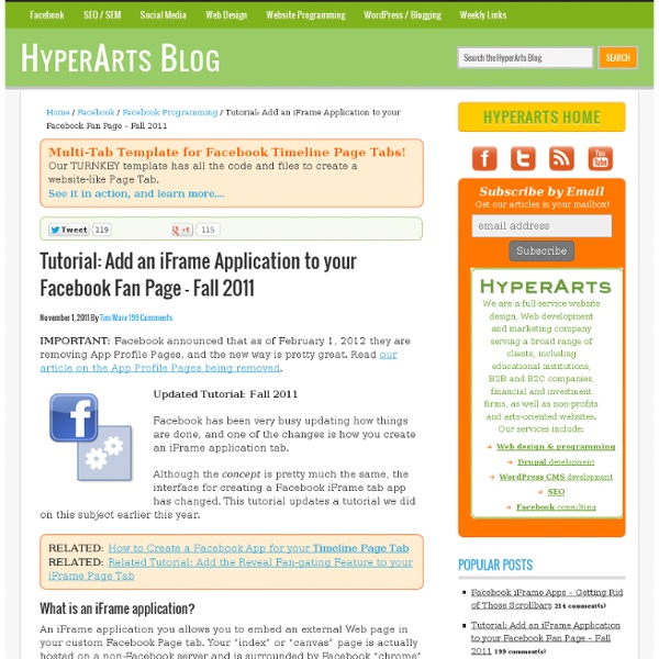 Tutorial: Add an iFrame Application to your Facebook Fan Page – 2011
