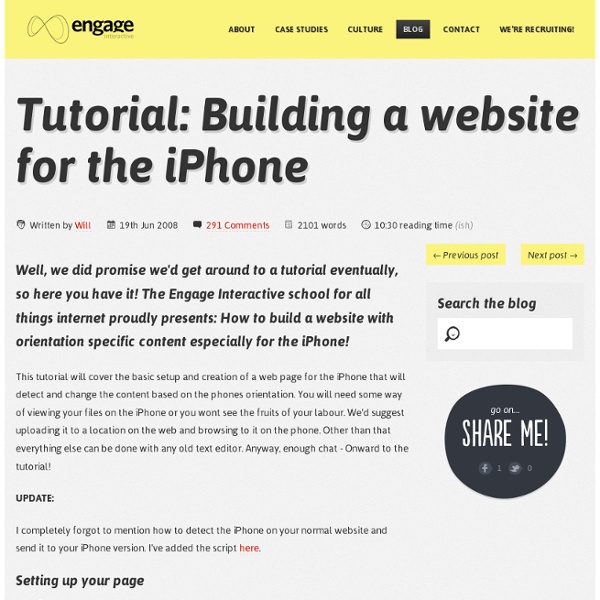 Tutorial: Building a website for the iPhone - Engage Interactive