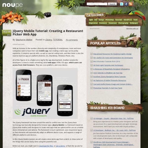 jQuery Mobile Tutorial: Creating a Restaurant Picker Web App