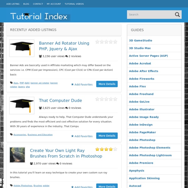 Tutorial-Index : Free Tutorials - Photoshop, Flash, Adobe, PHP, Video, and more