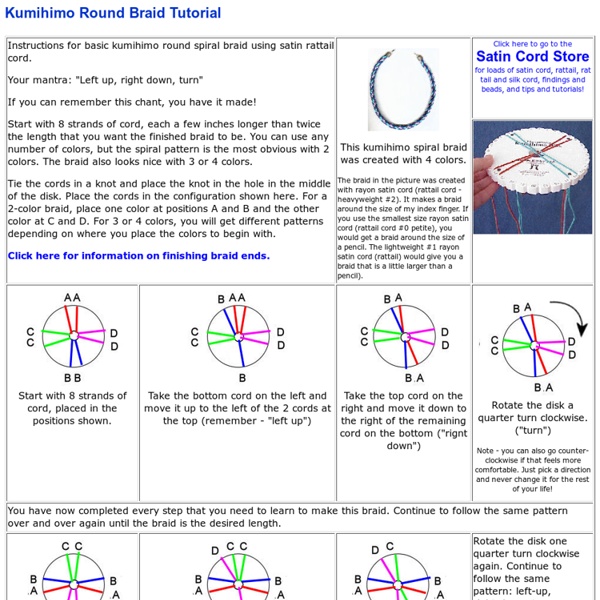 Tutorial for Kumihimo Spiral Braid using Satin Cord / Rattail (Rat tail) Cord
