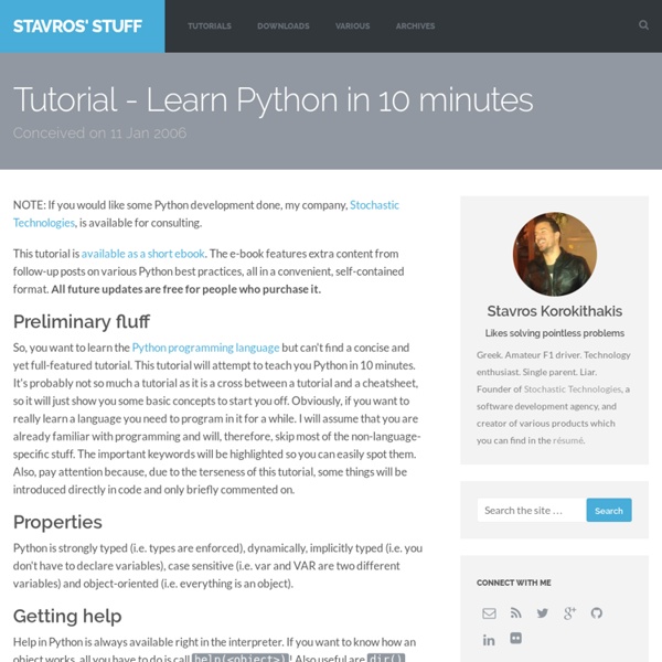 Tutorial - Learn Python in 10 minutes