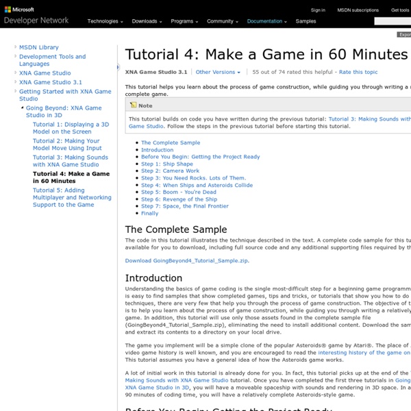 Tutorial 4: Make a Game in 60 Minutes