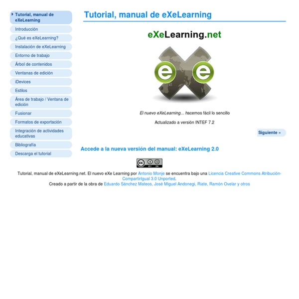 Tutorial manual de eXeLearning.net. El nuevo eXeLearning