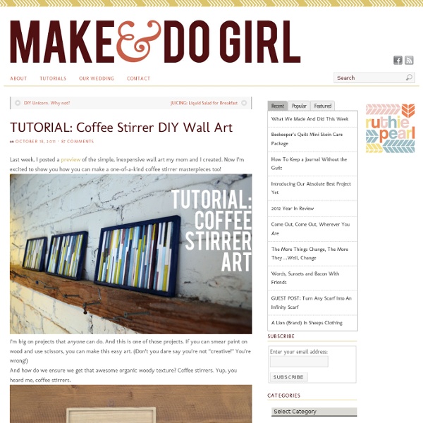 TUTORIAL: Coffee Stirrer DIY Wall Art - makeanddogirl.com