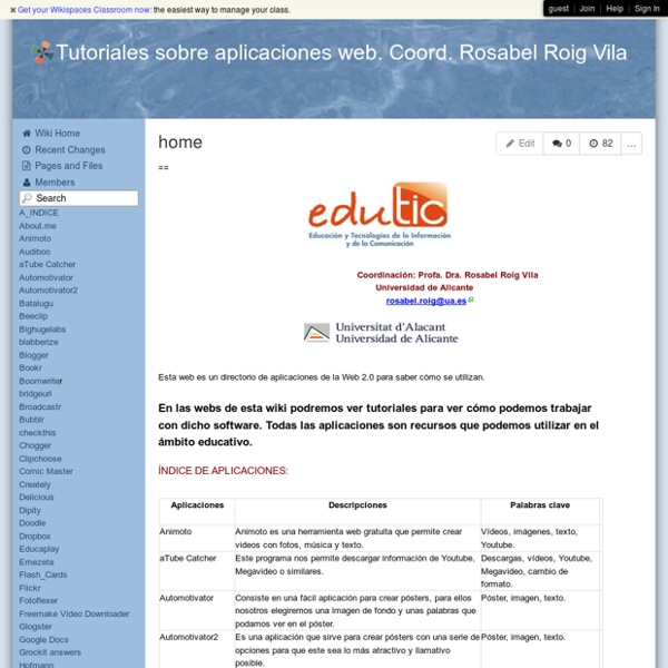 Tutoriales sobre aplicaciones web. Coord. Rosabel Roig Vila - home