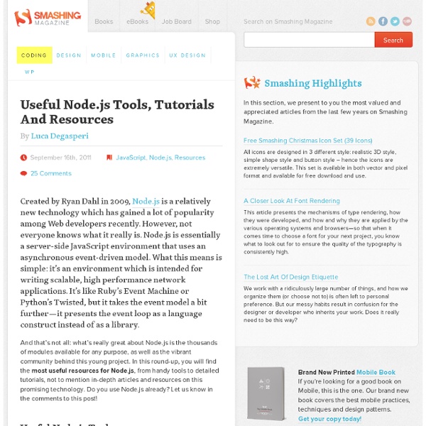 Useful Node.js Tools, Tutorials And Resources