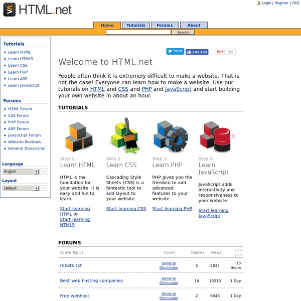 Free tutorials on HTML, CSS and PHP - Build your own website - HTML.net