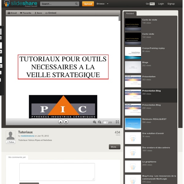 Tutoriaux netvibes et yahoo pipes