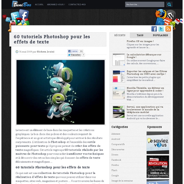 60 tutoriels Photoshop pour les effets de texte