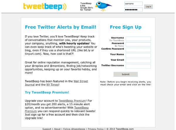Twitter Alerts - TweetBeep.com