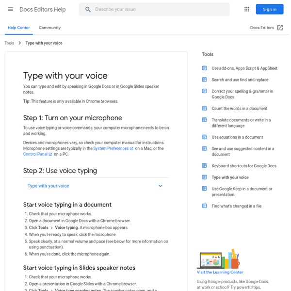 Type with your voice - Docs editors Help