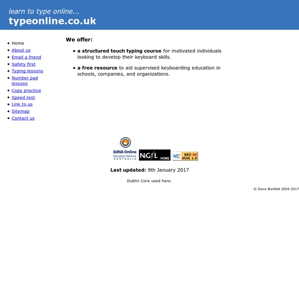 Typeonline - free online touch typing course in five lessons