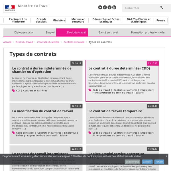 Types de contrats - Contrats de travail