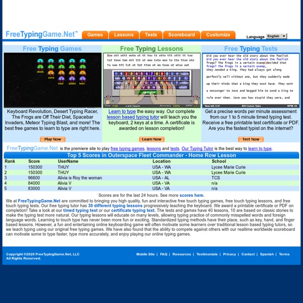 FreeTypingGame.net - Free typing games online, fun and lesson based keyboarding games including home row!