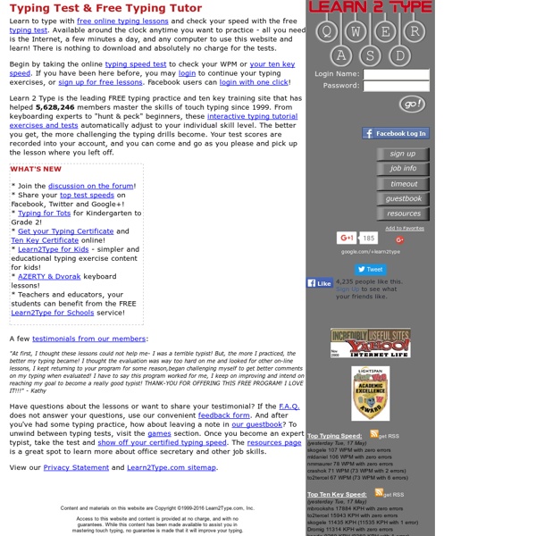 Learn2Type.com - Free Typing Test & Online Typing Tutor