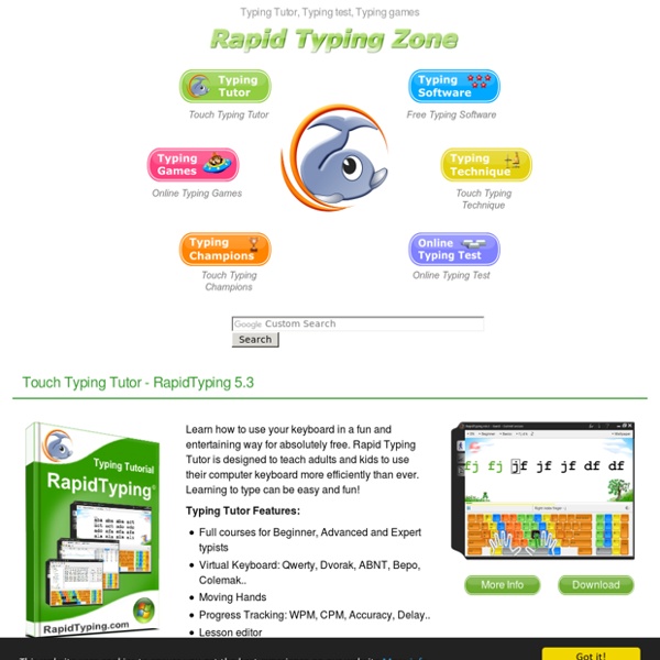 Typing Tutor, Typing Test and Typing games at rapidtyping.com