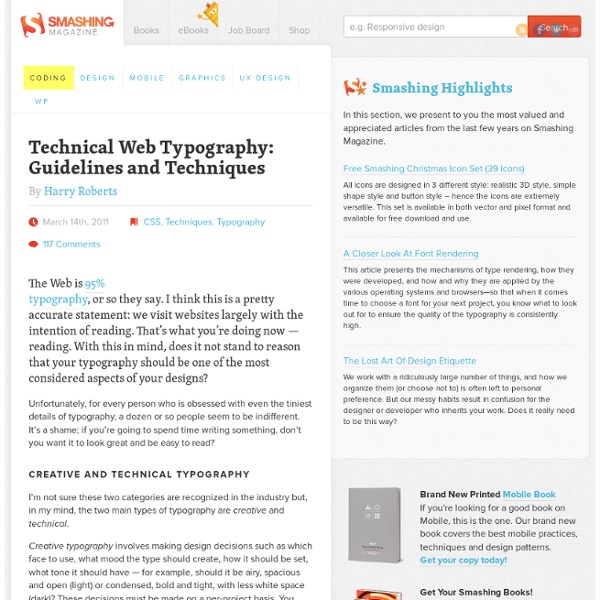 Technical Web Typography: Guidelines and Techniques