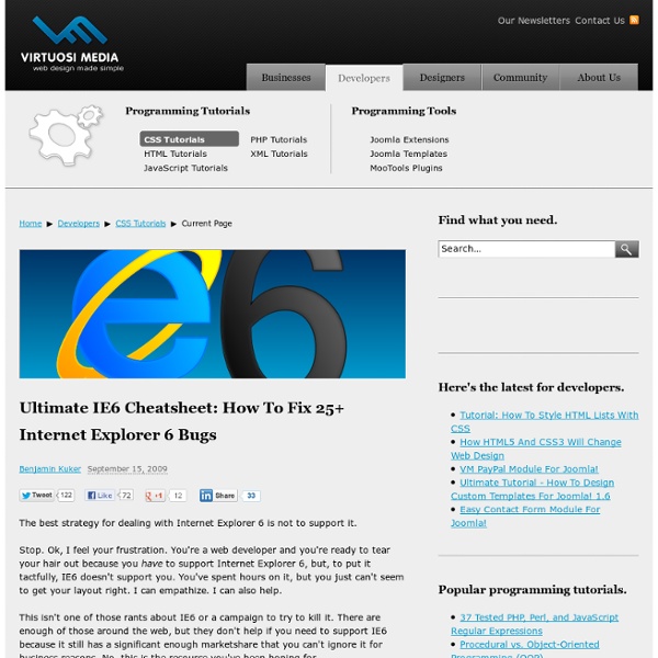Ultimate IE6 Cheatsheet: How To Fix 25+ Internet Explorer 6 Bugs
