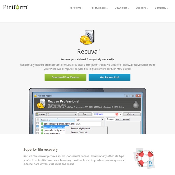 Recuva - Undelete, Unerase, File and Disk Recovery - Free Download ...