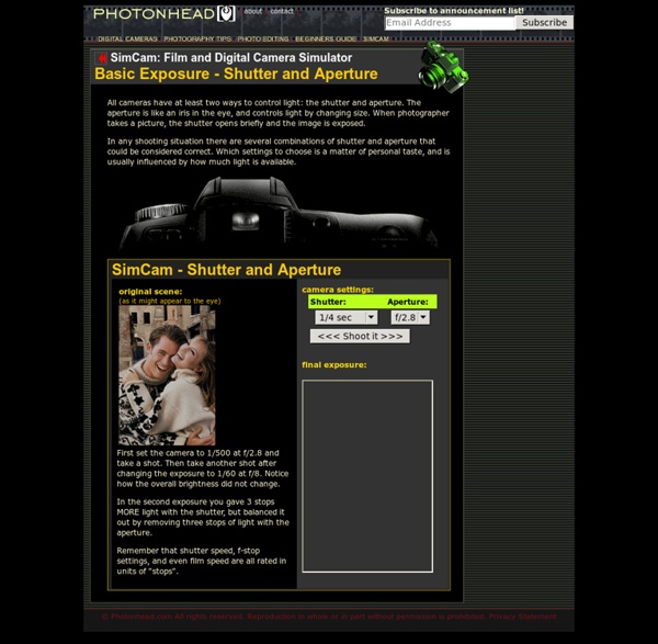 Understanding Exposure - SimCam - Film and Digital Camera Simulator - Photonhead.com