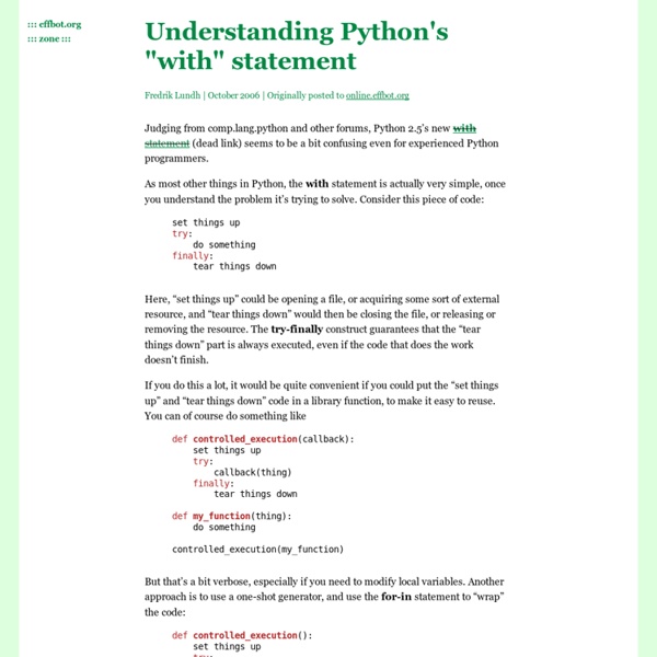 Understanding Python&#039;s &quot;with&quot; statement