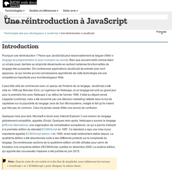 Une réintroduction à JavaScript - MDC